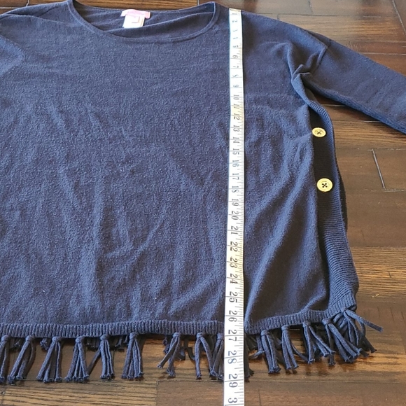 Lilly Pulitzer navy fringe crew neck sweater - Picture 10 of 13